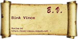 Bink Vince névjegykártya